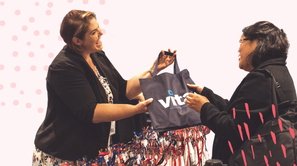 Woman holding Vita bag